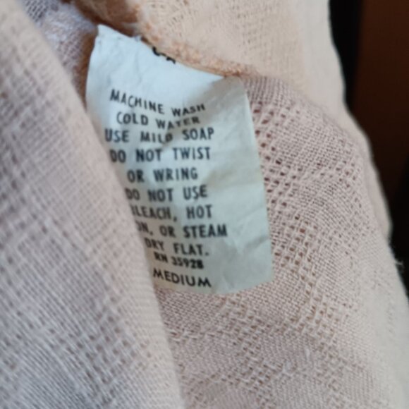 Vintage Women's Medium Peasant Top 1970's Cream Textured Boho Mom Peplum Blouse - Picture 6 of 6